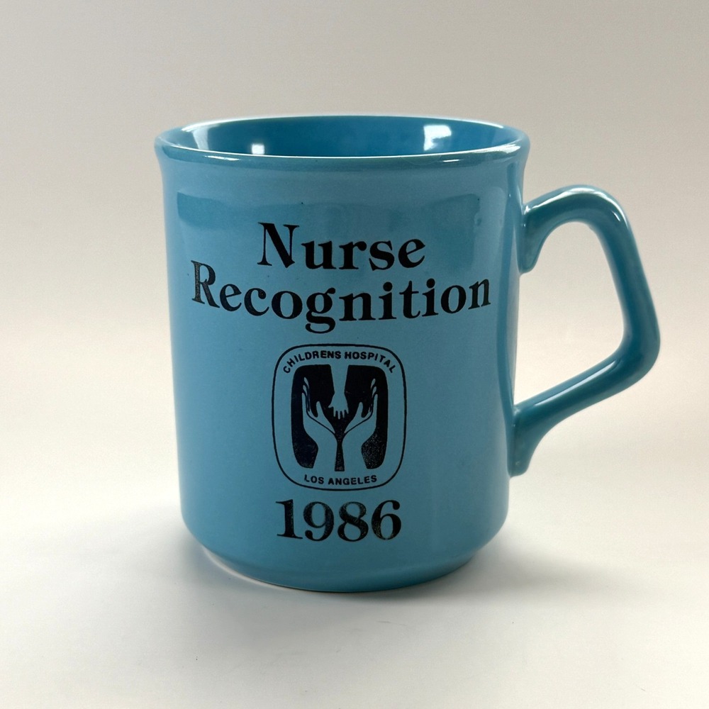 Nurse Recognition 1986 Mug Childrens Hospital Los Angeles‎ Made England Blue VTG